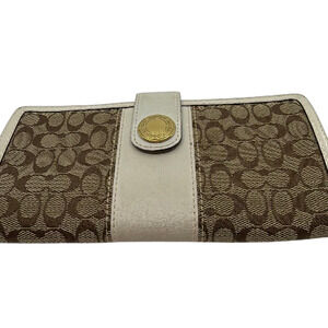 Coach Continental Brown Signature C Canvas Leather Wallet